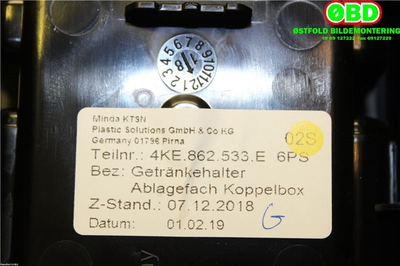 Dashbord koppholder til Audi e-tron 2018-->>  (AUDI ETRON|4KE 862 533 E||4KE862533E)