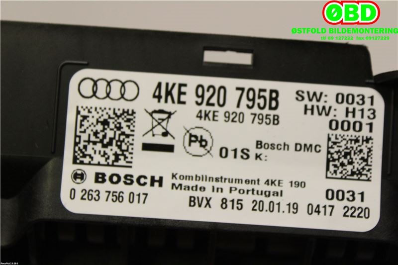 Instrumentpanel til Audi e-tron 2018-->> (AUDI ETRON|4KE 920 795 B||4KE920795B)