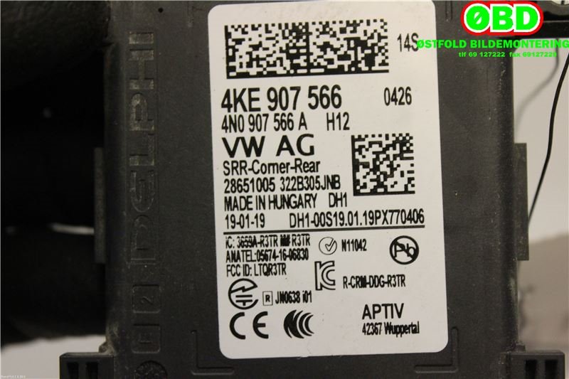 Sensor radar til Audi e-tron 2018-->>  (AUDI ETRON|4KE 907 566|4N0 907 566 AA|4KE907566)