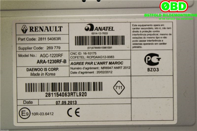 Bilstereo til Mercedes Citan 2012-2021 (W415) (W415) (MERCEDES|A 415 820 18 00|A 415 820 42 00|281154063R)