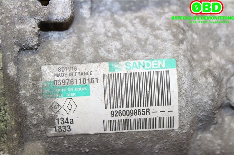 Aircondition kompressor til Nissan Qashqai 2010-2014 (Type I, Fase 2)  (NISSAN||2763000Q3J|926009865R)