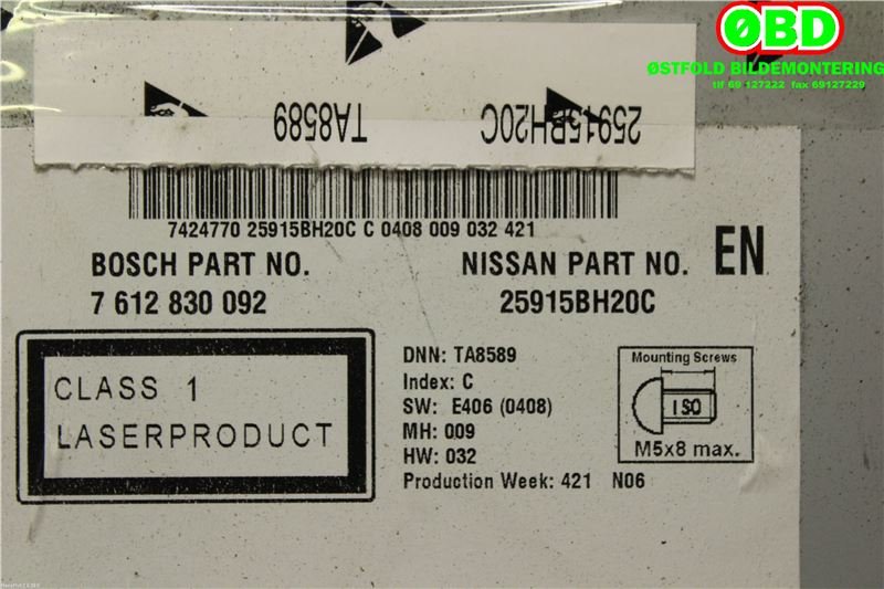 Bilstereo navigasjon til Nissan Qashqai 2010-2014 (Type I, Fase 2)  (NISSAN||25915BH20C)