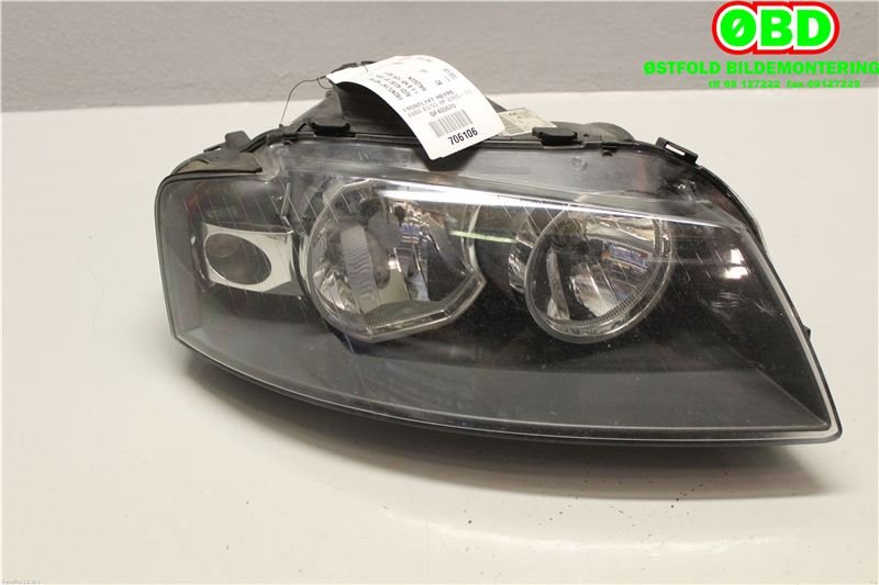Frontlykt høyre halogen til Audi A3 2003-2008 (Type II, Fase 1) (AUDI|8P0 941 004 K||8P0941004K)