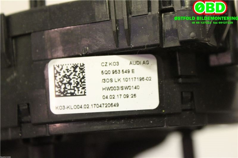 Airbag slepering til Audi A3 2016-2020 (Type III, Fase 2)  (AUDI|5Q0 953 549 E||5Q0953549E)