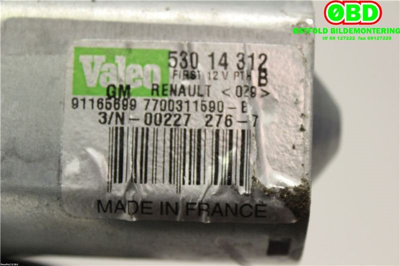 Viskermotor bakrute til Renault Trafic 2014-->>  (RENAULT|7700311590|91165699)