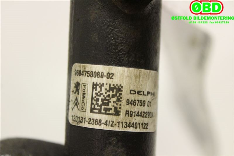 Dyseskinne (fuelrail) til Peugeot 508 2011-2014 (Type I, Fase 1)  (PEUGEOT|1570 P7|1570 Q4|9684753080)