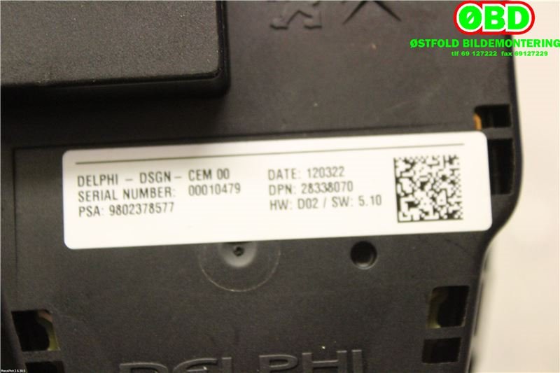Bryter diverse til Peugeot 508 2011-2014 (Type I, Fase 1) (PEUGEOT|98023785ZD||9802378577)