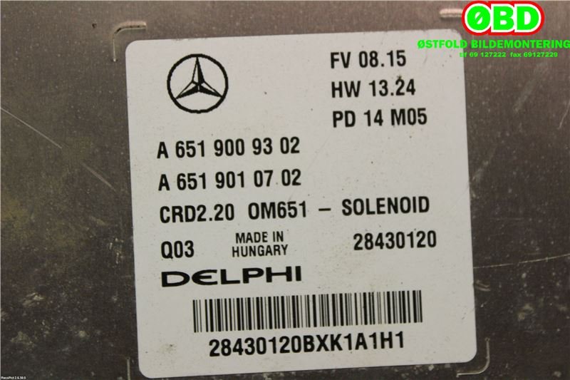 Styreenhet motor til Mercedes Vito/Viano 2010-2014 (Fase 2) (W639) (W639) (MERCEDES|A 651 900 93 02||6519009302)