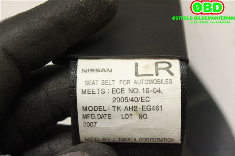 Airbag beltestrammer til Nissan X-Trail 2007-2014 (T31) (T31) (NISSAN|86884JG400|)