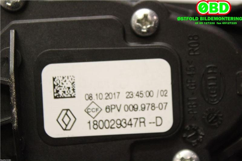 Pedal gass til Renault Captur 2013-2020 (Type I)  (RENAULT|180029347R|)