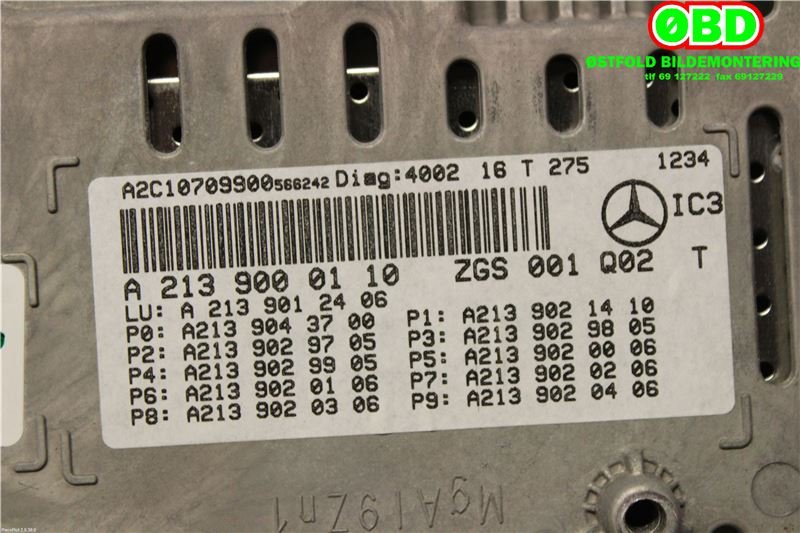 Instrumentpanel til Mercedes E-Klasse 2016-2023 (W213) (W213) (MERCEDES|A 213 900 01 10|A 213 900 02 29|2139000110)