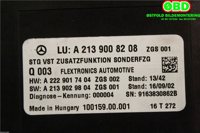 Styreenhet diverse til Mercedes E-Klasse 2016-2023 (W213) (W213) (MERCEDES|A 213 900 82 08|A 213 900 21 13|2139008208)