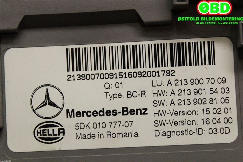 Styreenhet diverse til Mercedes E-Klasse 2016-2023 (W213) (W213) (MERCEDES|A 213 900 70 09|A 213 900 67 36|2139007009)