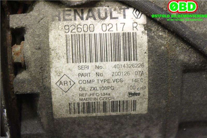 Aircondition kompressor til Renault Captur 2013-2020 (Type I)  (RENAULT|926000217R|)