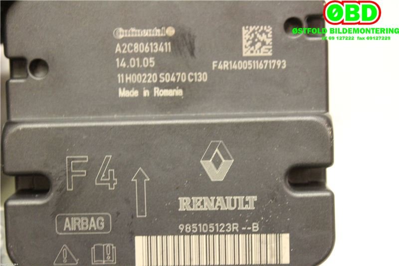 Airbag elektronikk til Renault Captur 2013-2020 (Type I)  (RENAULT||A2C80613411|985105123R)