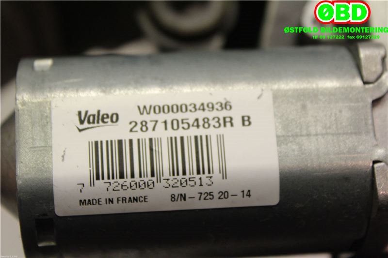 Viskermotor bakrute til Renault Captur 2013-2020 (Type I)  (RENAULT|287105483R|W000034936)