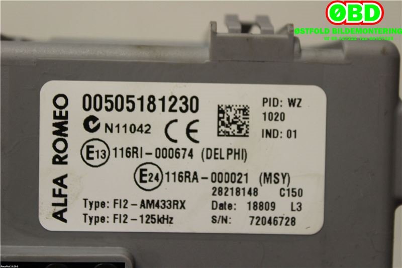 Diverse deler til Alfa Romeo MiTo 2008-2016  (ALFA ROMEO|50516705||00505181230)