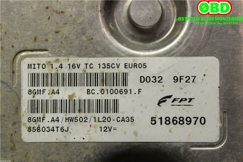 Styreenhet motor til Alfa Romeo MiTo 2008-2016  (ALFA ROMEO|51868970|)