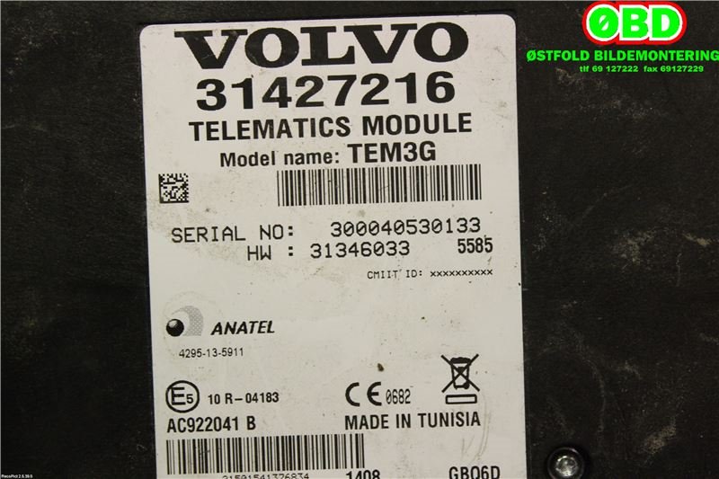 Styreenhet diverse til Volvo XC60 2014-2017 (Type I, Fase 2) (VOLVO||31427216)