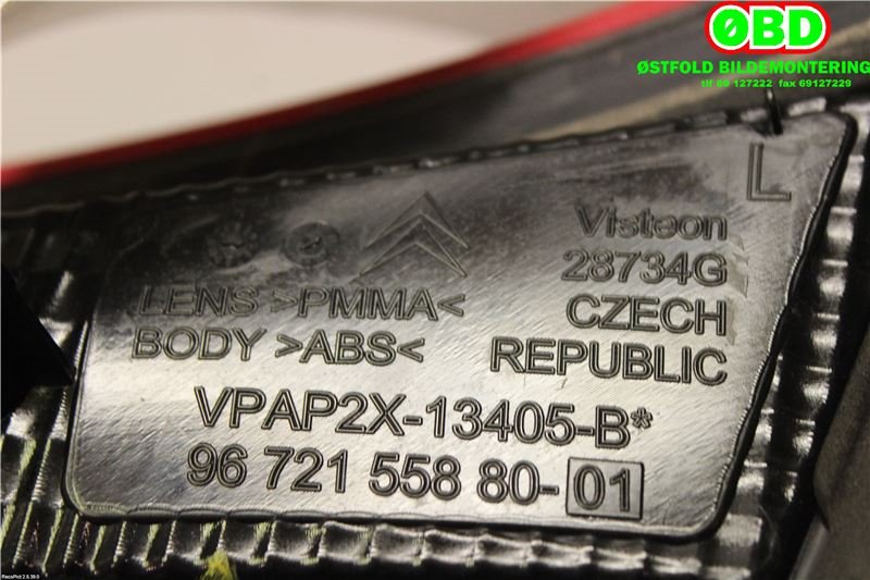 Baklykt venstre indre til Citroën C4 2011-2017 (Type II)  (CITROEN|7453 E4||9672155880)