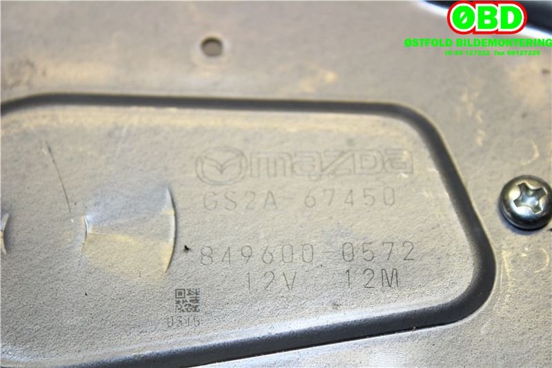 Viskermotor bakrute til Mazda 6 2010-2013 (Type II, Fase 2)  (MAZDA|GS2A67450|8496000572)