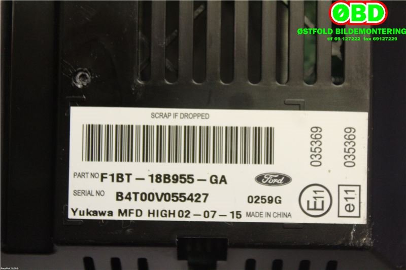 Instrument kjørecomputer til Ford Fiesta 2013-2017 (Type VI, Fase 2)  (FORD|2015325||F1BT18B955GA)