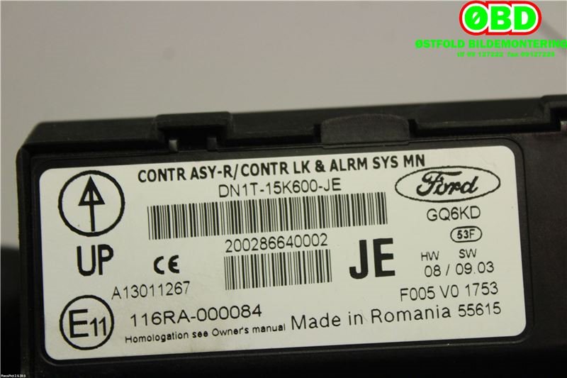 Styreenhet diverse til Ford Fiesta 2013-2017 (Type VI, Fase 2)  (FORD|2109391||DN1T15K600JE)