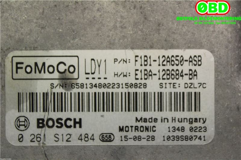 Styreenhet motor til Ford Fiesta 2013-2017 (Type VI, Fase 2)  (FORD|1870842||F1B112A650ASB)