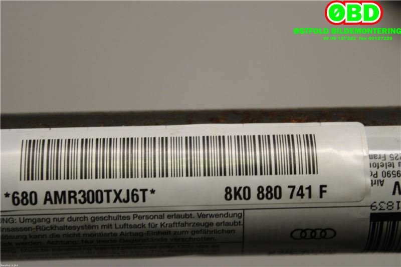 Airbag gardin venstre til Audi A4 2007-2014 (Type IV) (B8) (B8) (AUDI|8K0 880 741 F||8K0880741F)