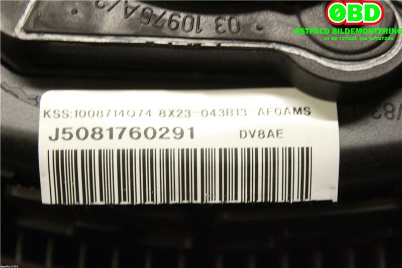 Airbag rattpute til Jaguar XF 2008-2015 (X250) (X250) (JAGUAR|C2Z10824AMS|C2Z17877AMS|8X23043B13AF0AMS)