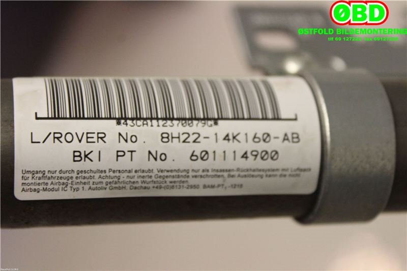Airbag gardin venstre til Land Rover Discovery 2009-2017 (Type IV) (LAND-ROVER|LR014039||8H2214K160AB)