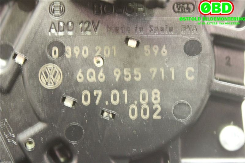 Viskermotor bakrute til VW Polo 2005-2009 (Type IV, Fase 2)  (VOLKSWAGEN|6Q6 955 711 C||6Q6955711C)