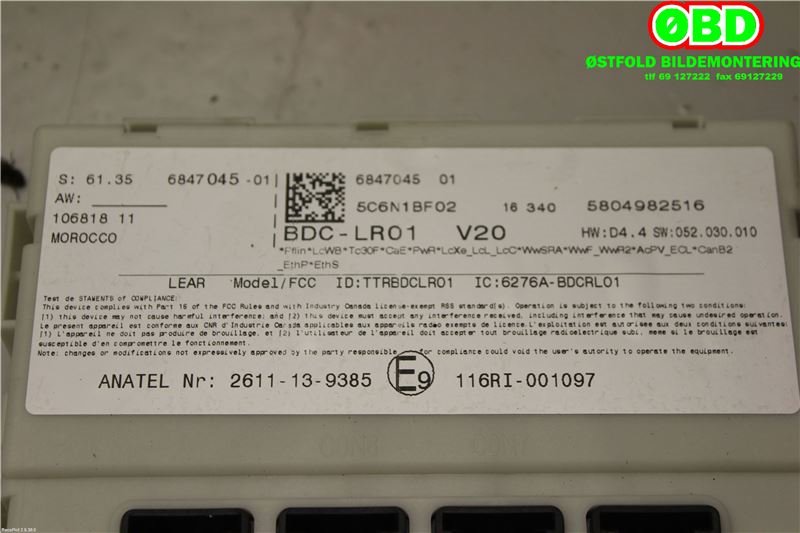 Styreenhet diverse til BMW i3 2013-2022  (BMW|61355A402F9||61356847045)