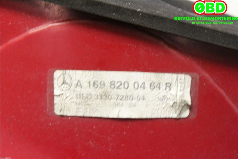 Baklykt høyre til Mercedes A-Klasse 2005-2012 (W169) (W169) (MERCEDES|A 169 820 04 64||1698200464)