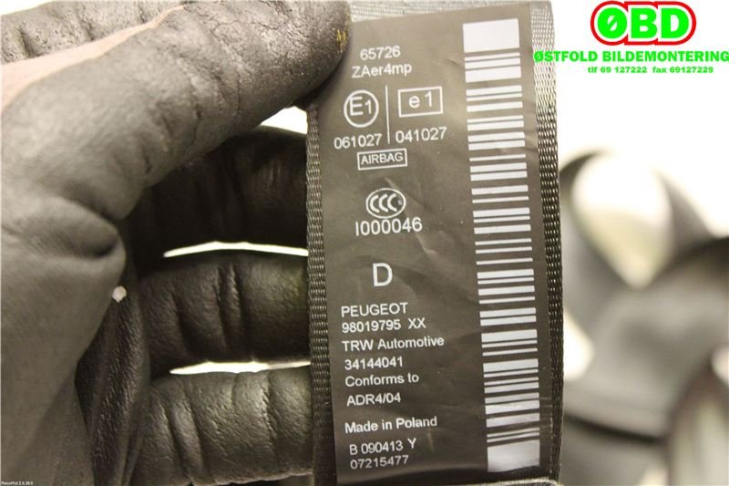 Airbag beltestrammer til Peugeot 3008 2009-2016 (Type I)  (PEUGEOT|98019795XX|)