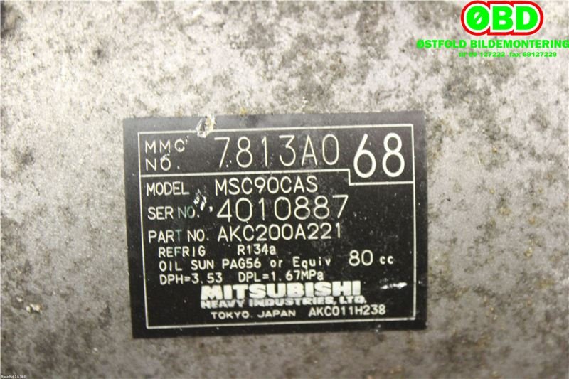 Aircondition kompressor til Mitsubishi Outlander 2007-2010 (Type II, Fase 1)  (7813A068|)