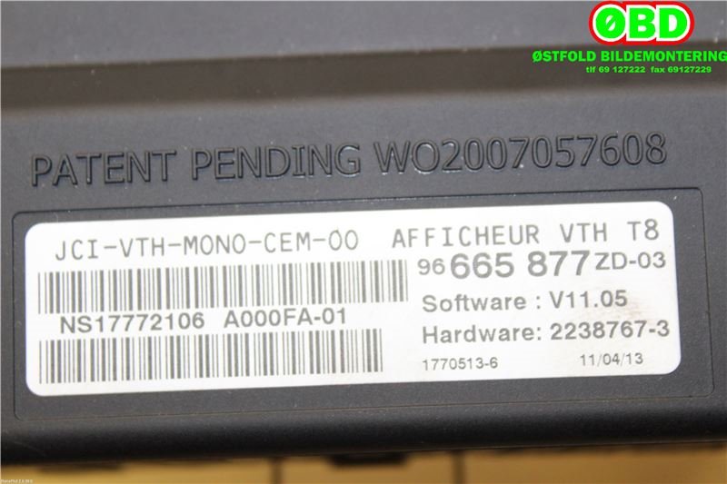 Instrumentpanel til Peugeot 3008 2009-2016 (Type I)  (PEUGEOT|6593K3||96665877ZD)