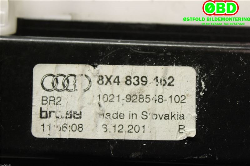 Ruteheis til Audi A1 2010-2014 (Type I, Fase 1)  (AUDI|8X4839462|8X4839462A)