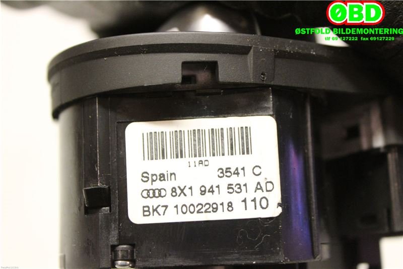 Bryter lys til Audi A1 2010-2014 (Type I, Fase 1)  (AUDI|8X1 941 531 AD||8X1941531AD)