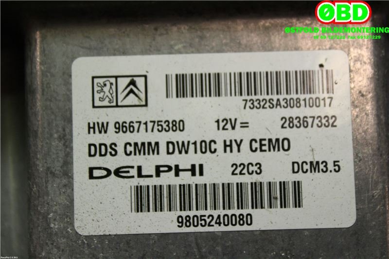 Styreenhet motor til Peugeot 3008 2009-2016 (Type I)  (PEUGEOT|1609237780|)