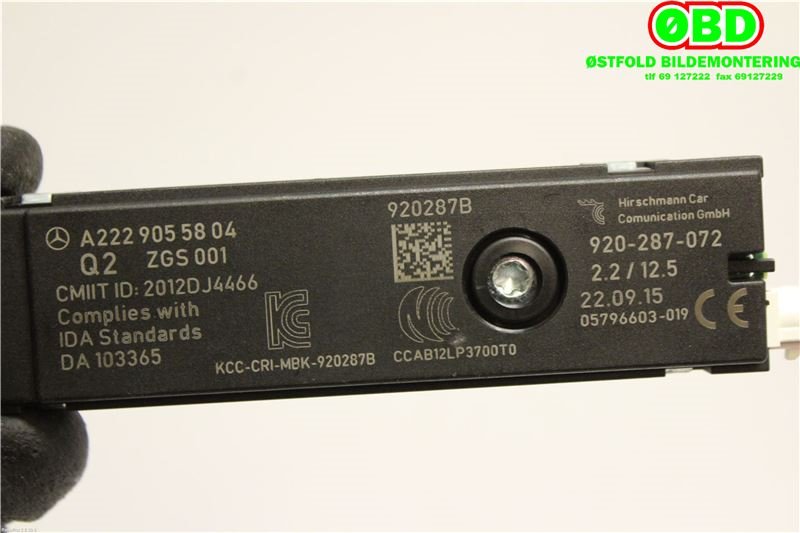Antenne forsterker til Mercedes C-Klasse 2014-2018 (Fase 1) (W205) (W205) (MERCEDES|A 222 905 58 04||2229055804)