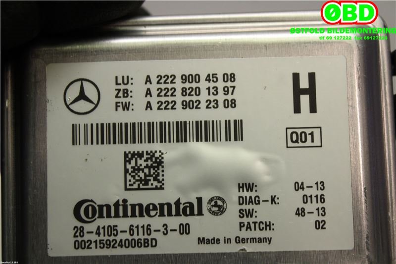 Sensor radar til Mercedes C-Klasse 2014-2018 (Fase 1) (W205) (W205) (MERCEDES|A 222 900 45 08|A 222 900 74 13|2229004508)
