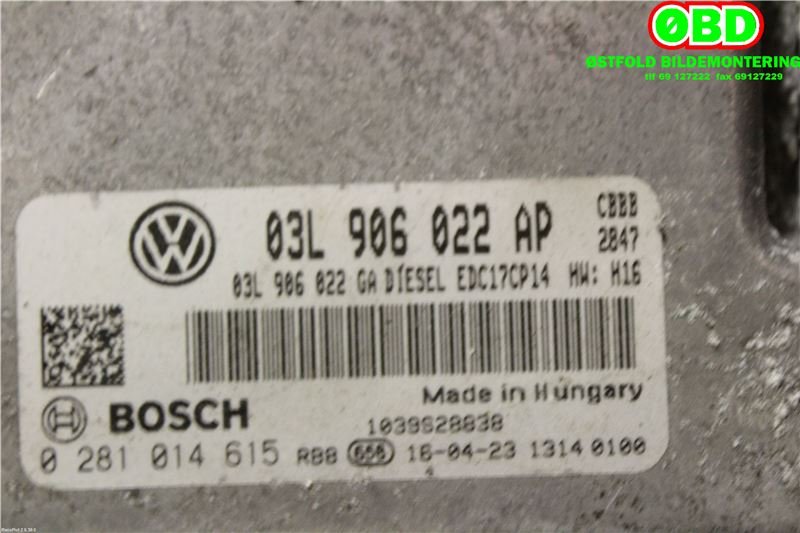 Styreenhet motor til Škoda Superb 2008-2015 (Type II) (SKODA|03L 906 022 AP|0281014615|03L906022AP)