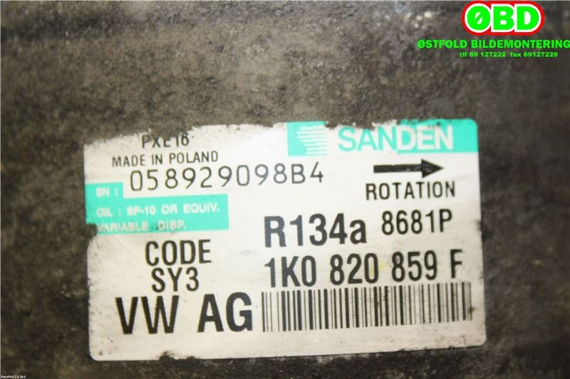 Aircondition kompressor til Škoda Superb 2008-2015 (Type II)  (SKODA|1K0 820 859 QX|1K0 820 808 FX|1K0820859F)