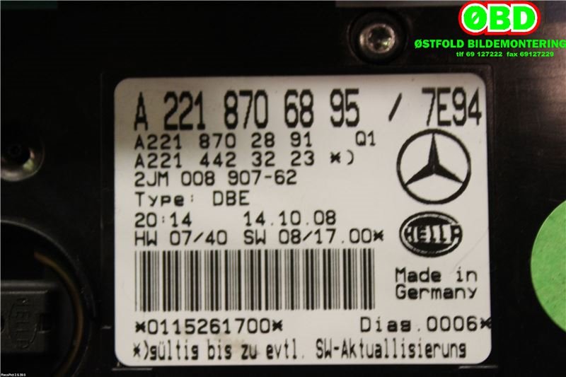 Bryter diverse til Mercedes S-Klasse 2005-2013 (W221) (W221) (MERCEDES|A 216 820 30 85||2218706895)