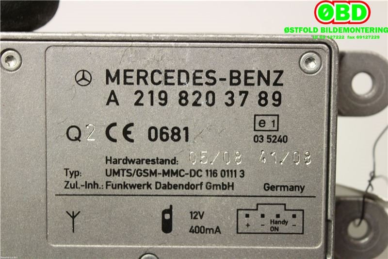 Styreenhet diverse til Mercedes S-Klasse 2005-2013 (W221) (W221) (MERCEDES|A 219 820 37 89|A 221 905 00 40|2198203789)