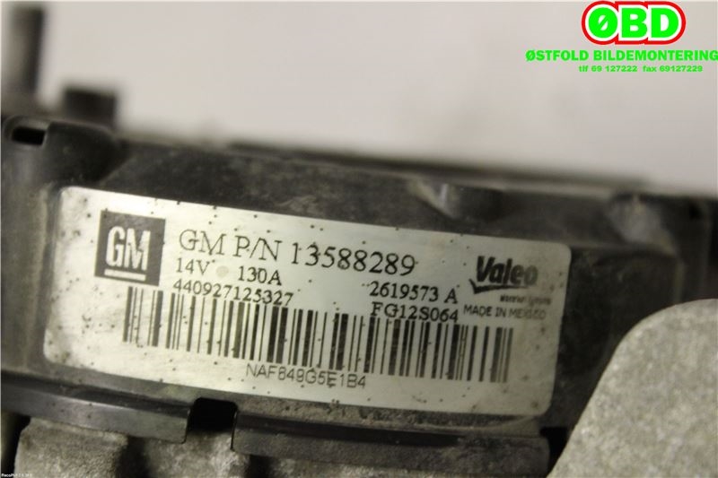 Dynamo til Opel Mokka 2012-2016 (Type I, Fase 1)  (OPEL|13588289|1202309)