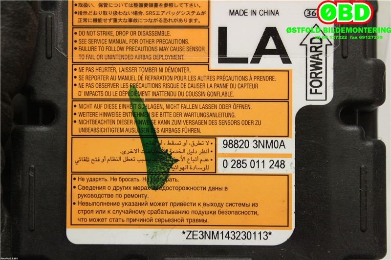 Airbag elektronikk til Nissan Leaf 2011-2017 (Type I) (NISSAN|K88203NM0A||988203NM0A)