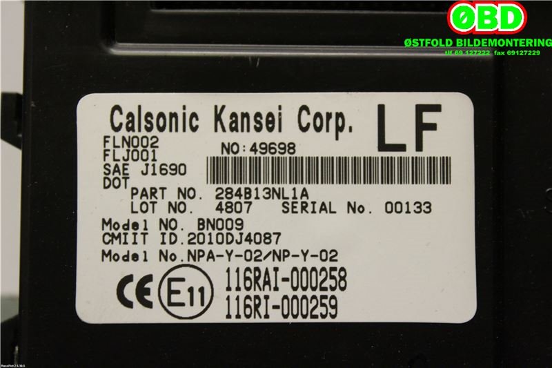 Styreenhet diverse til Nissan Leaf 2011-2017 (Type I)  (NISSAN|284B13NL1A|)