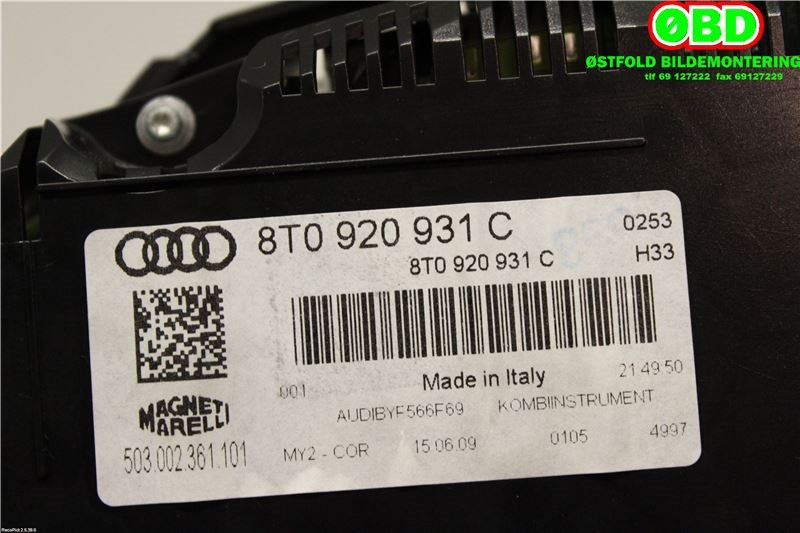 Instrumentpanel til Audi A5 2007-2016 (Type I)  (AUDI|8T0920931C|8T0920931CX)